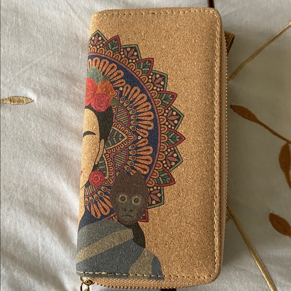 Frida Kahlo Cork Wristlet Wallet NWT